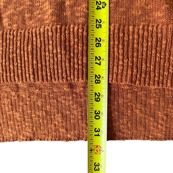 Rachel Zoe Burnt Orange Sweater Long Tunic Knit Pullover Linen Blend Boho M - Picture 6 of 9